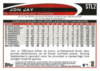 2012 Topps St. Louis Cardinals #STL2 Jon Jay Back