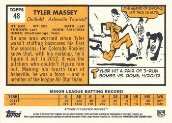 2012 Topps Heritage Minor League #48 Tyler Massey Back