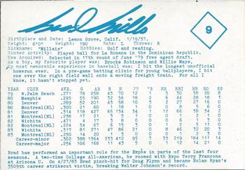 1984 Indianapolis Indians #9 Brad Mills Back