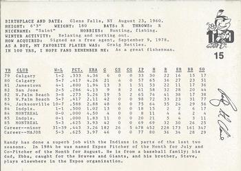 1986 Indianapolis Indians #15 Randy St. Claire Back