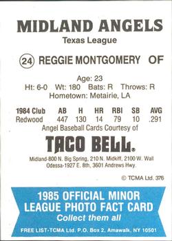 1985 TCMA Midland Angels #24 Reggie Montgomery Back