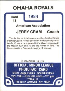 1984 TCMA Omaha Royals #13 Jerry Cram Back