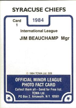 1984 TCMA Syracuse Chiefs #1 Jim Beauchamp Back
