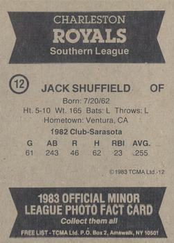 1983 TCMA Charleston Royals #12 Jack Shuffield Back