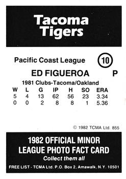 1982 TCMA Tacoma Tigers #10 Ed Figueroa Back