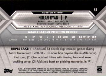 2012 Topps Triple Threads #54 Nolan Ryan Back