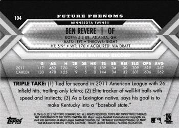 2012 Topps Triple Threads #104 Ben Revere Back
