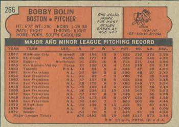 1972 Topps #266 Bobby Bolin Back