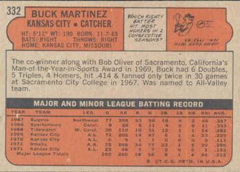 1972 Topps #332 Buck Martinez Back