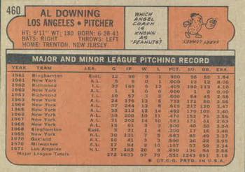 1972 Topps #460 Al Downing Back