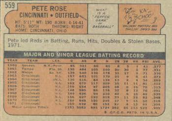 1972 Topps #559 Pete Rose Back