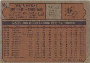 1972 Topps #586 Denis Menke Back