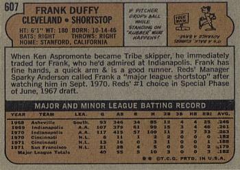 1972 Topps #607 Frank Duffy Back