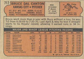 1972 Topps #717 Bruce Dal Canton Back