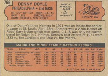 1972 Topps #768 Denny Doyle Back