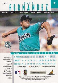 1997 New Pinnacle #141 Alex Fernandez Back