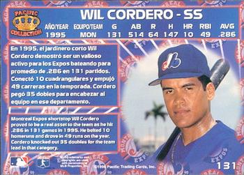 1996 Pacific Crown Collection #131 Wil Cordero Back