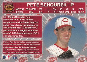 1996 Pacific Crown Collection #43 Pete Schourek Back