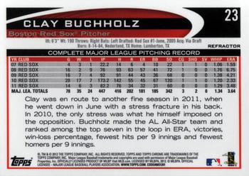 2012 Topps Chrome - Orange Refractors #23 Clay Buchholz Back