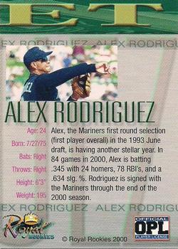 2000 Royal Rookies Futures - Wall Street Alex Rodriguez #NNO Alex Rodriguez Back