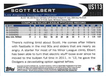 2012 Topps Update - Black #US113 Scott Elbert Back