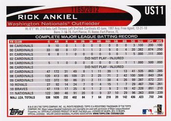 2012 Topps Update - Gold #US11 Rick Ankiel Back