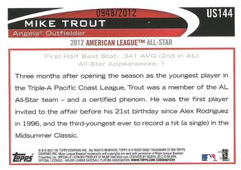 2012 Topps Update - Gold #US144 Mike Trout Back
