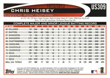 2012 Topps Update - Gold #US309 Chris Heisey Back