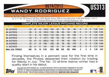 2012 Topps Update - Gold #US313 Wandy Rodriguez Back