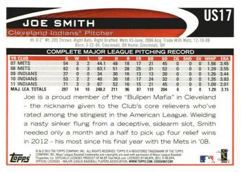 2012 Topps Update - Gold Sparkle #US17 Joe Smith Back