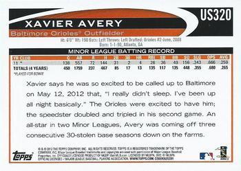 2012 Topps Update - Walmart Blue Border #US320 Xavier Avery Back