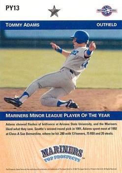 1992 Upper Deck Minor League - Player of the Year #PY13 Tommy Adams Back