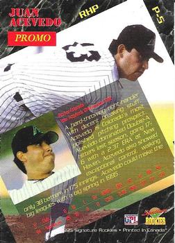 1995 Signature Rookies - Preview '95 Promos #P-5 Juan Acevedo Back