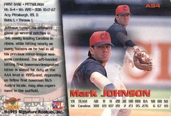1995 Signature Rookies Old Judge - All-Stars #AS4 Mark Johnson Back
