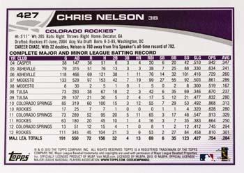 2013 Topps #427 Chris Nelson Back