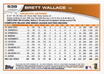 2013 Topps #538 Brett Wallace Back