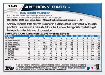 2013 Topps #145 Anthony Bass Back