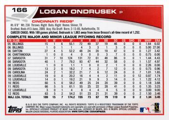 2013 Topps #166 Logan Ondrusek Back