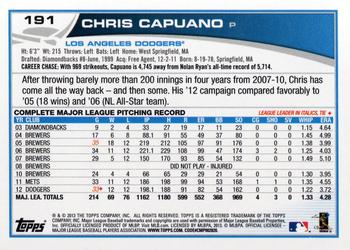2013 Topps #191 Chris Capuano Back