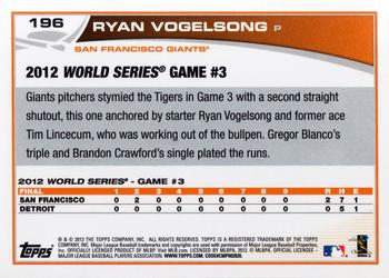 2013 Topps #196 Ryan Vogelsong Back