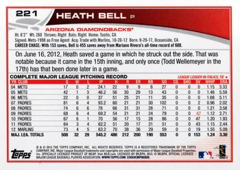 2013 Topps #221 Heath Bell Back