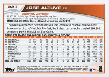 2013 Topps #227 Jose Altuve Back