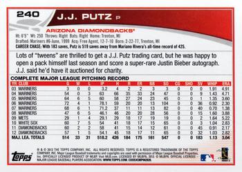 2013 Topps #240 J.J. Putz Back