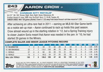 2013 Topps #243 Aaron Crow Back