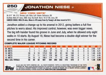 2013 Topps #250 Jonathon Niese Back