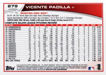 2013 Topps #279 Vicente Padilla Back
