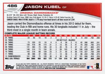 2013 Topps #486 Jason Kubel Back