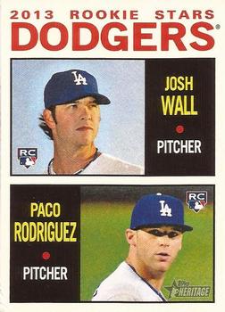 2013 Topps Heritage #14 Dodgers Rookie Stars (Josh Wall / Paco Rodriguez) Front