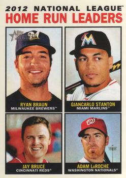 2013 Topps Heritage #9 National League Home Run Leaders (Ryan Braun / Giancarlo Stanton / Jay Bruce / Adam LaRoche) Front