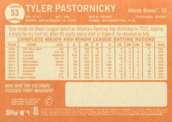 2013 Topps Heritage #53 Tyler Pastornicky Back